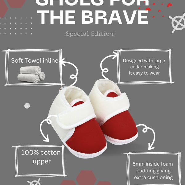 0 To 6 Months Baby Boys & Baby Girls Velcro Cotton Shoe/Booties (White,Maroon)-BTB4979
