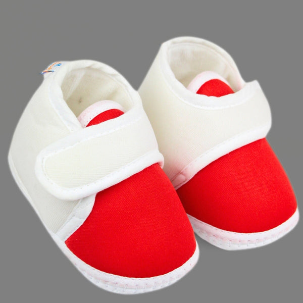 0 To 6 Months Baby Boys & Baby Girls Velcro Cotton Shoe/Booties (White,Red)-BTB4980