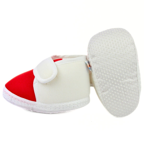 0 To 6 Months Baby Boys & Baby Girls Velcro Cotton Shoe/Booties (White,Red)-BTB4980