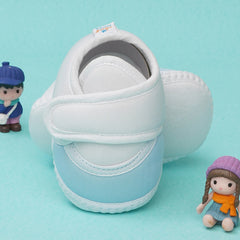 0 To 6 Months Baby Boys & Baby Girls Velcro Cotton Shoe/Booties (White,Blue)-BTB4981