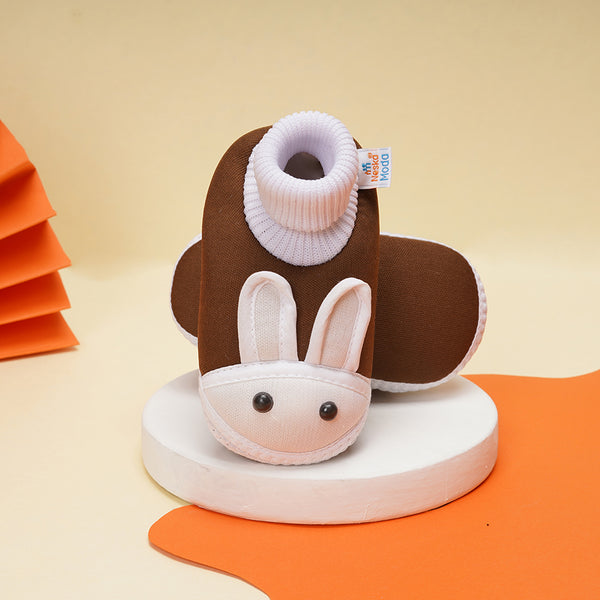 0 To 6 Months Baby Boys & Baby Girls Slip-On Cotton Shoe/Booties (Brown)-BTB4983