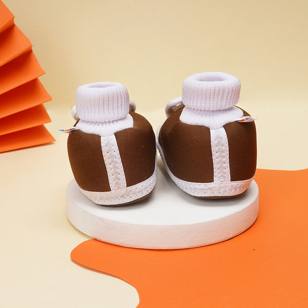 0 To 6 Months Baby Boys & Baby Girls Slip-On Cotton Shoe/Booties (Brown)-BTB4983