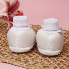 0 To 6 Months Baby Boys & Baby Girls Slip-On Cotton Shoe/Booties (White,Red)-BTB4985