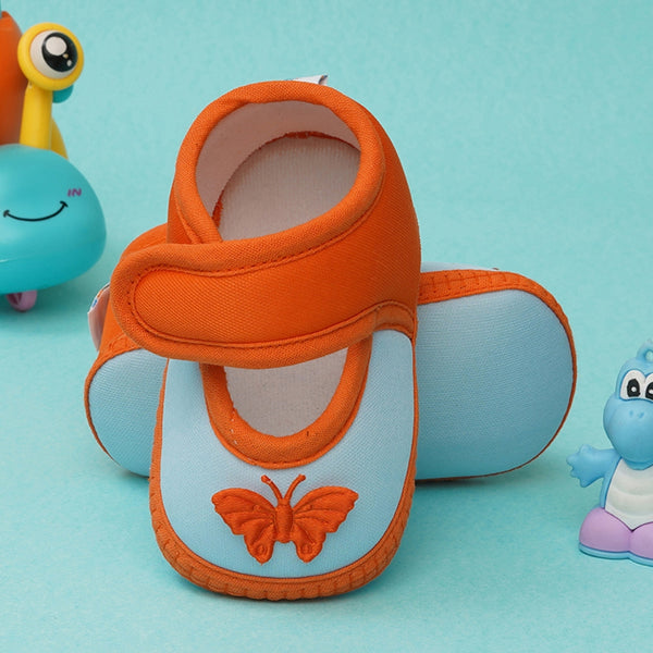 0 To 6 Months Baby Girls Velcro Cotton Shoe/Booties (Orange,Blue)-BTB4990
