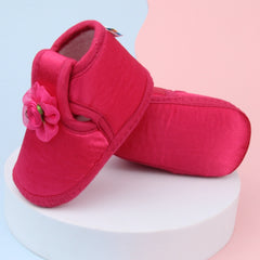 0 To 6 Months Baby Girls Satin Floral Newborn Booties (Rani)-BTB5194