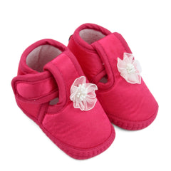0 To 6 Months Baby Girls Satin Floral Newborn Booties (Rani)-BTB5196