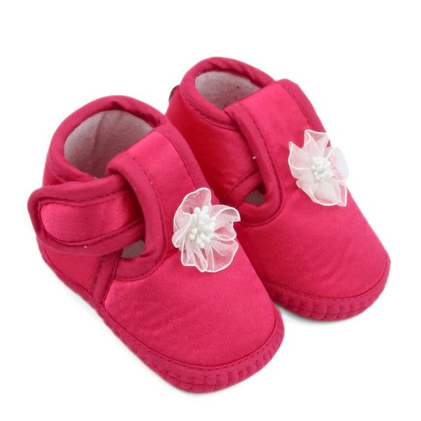 0 To 6 Months Baby Girls Satin Floral Newborn Booties (Rani)-BTB5196