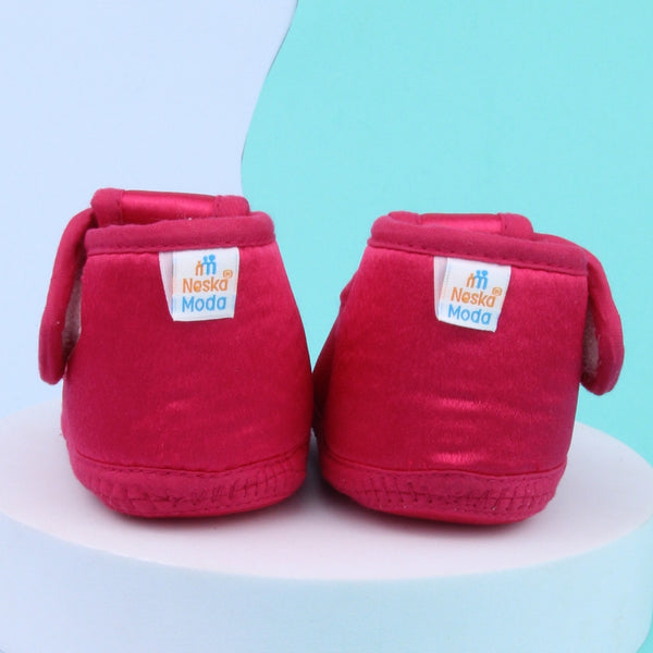 0 To 6 Months Baby Girls Satin Floral Newborn Booties (Rani)-BTB5196