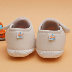 Baby Unisex Cotton White,Orange Velcro Booties-BTB5257