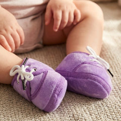 Baby Unisex Velboa Purple Lace Booties-BTB5434