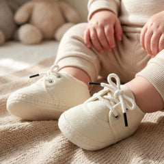 Baby Unisex Velboa White Lace Booties-BTB5436