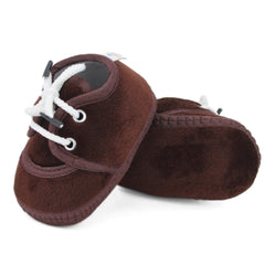 Baby Unisex Velboa Brown Lace Booties-BTB5437