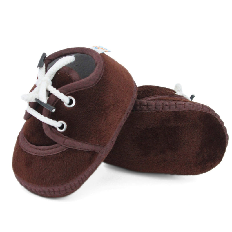 Baby Unisex Velboa Brown Lace Booties-BTB5437