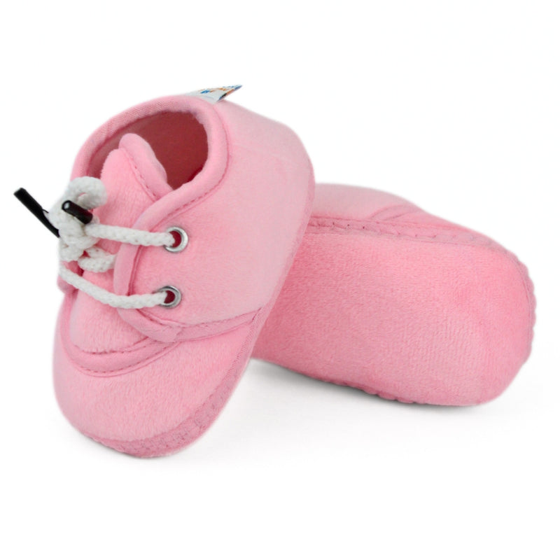 Baby Unisex Velboa Pink Lace Booties-BTB5438