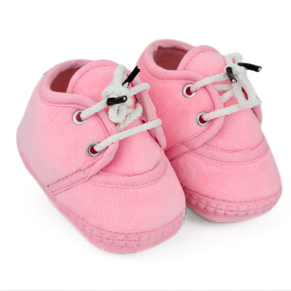 Baby Unisex Velboa Pink Lace Booties-BTB5438