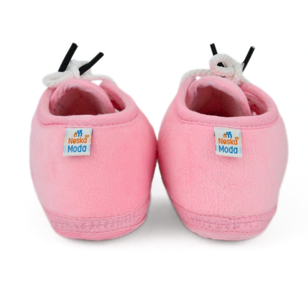 Baby Unisex Velboa Pink Lace Booties-BTB5438