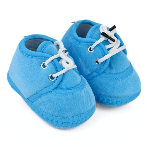 Baby Unisex Velboa Blue Lace Booties-BTB5439