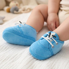 Baby Unisex Velboa Blue Lace Booties-BTB5439
