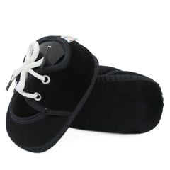 Baby Unisex Velboa Black Lace Booties-BTB5440