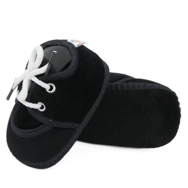 Baby Unisex Velboa Black Lace Booties-BTB5440