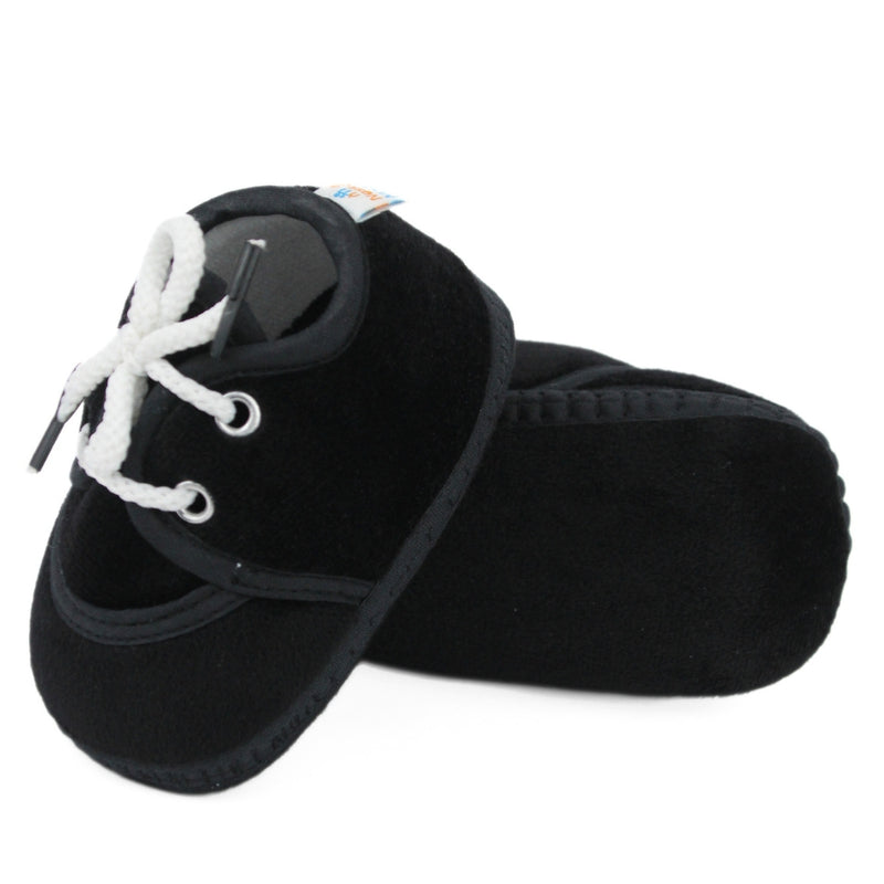 Baby Unisex Velboa Black Lace Booties-BTB5440