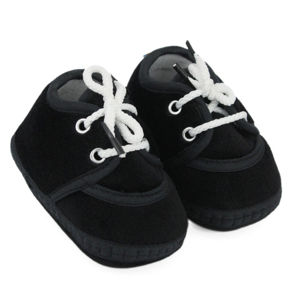 Baby Unisex Velboa Black Lace Booties-BTB5440