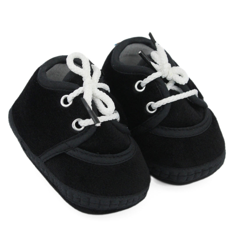 Baby Unisex Velboa Black Lace Booties-BTB5440