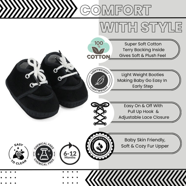 Baby Unisex Velboa Black Lace Booties-BTB5440
