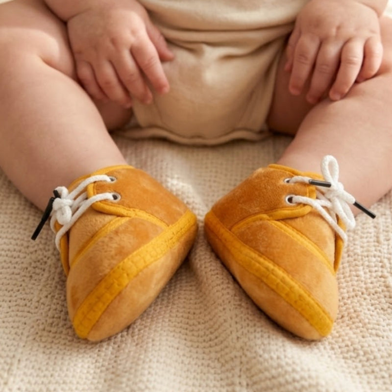Baby Unisex Velboa Gold Lace Booties-BTB5441