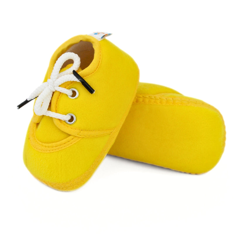 Baby Unisex Velboa Yellow Lace Booties-BTB5443