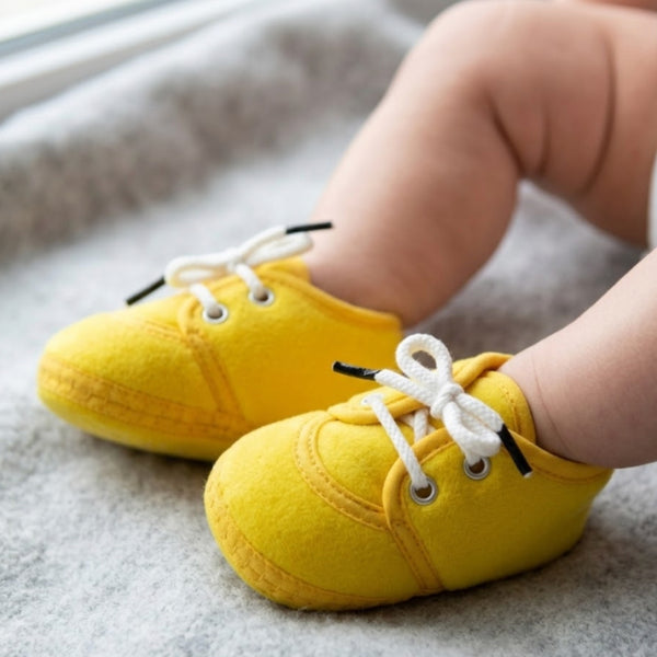 Baby Unisex Velboa Yellow Lace Booties-BTB5443