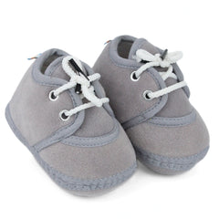 Baby Unisex Velboa Grey Lace Booties-BTB5444