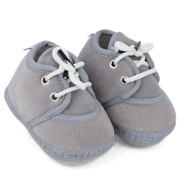 Baby Unisex Velboa Grey Lace Booties-BTB5444