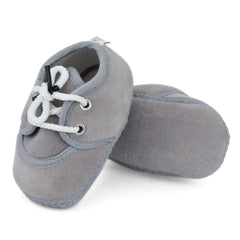 Baby Unisex Velboa Grey Lace Booties-BTB5444