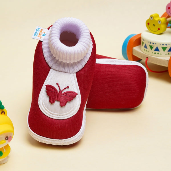 6 To 12 Months Baby Boys & Baby Girls Cute Soft Cotton Pre-Walker Butterfly Booties