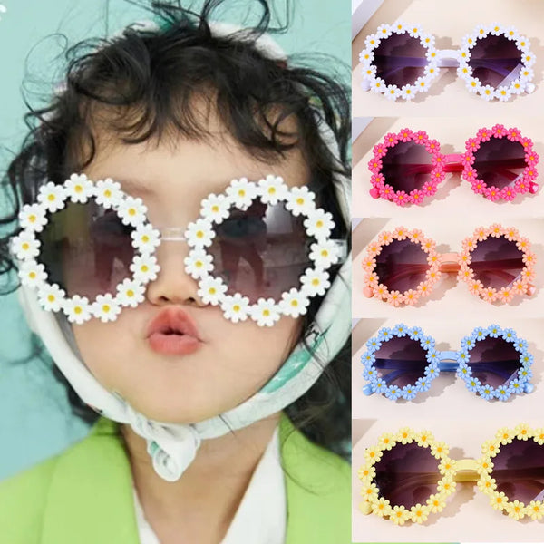 Girls Stylish Floral Design Round Shape Ploarized UV Protection Sunglasses For 3 to 8 Years (Green)