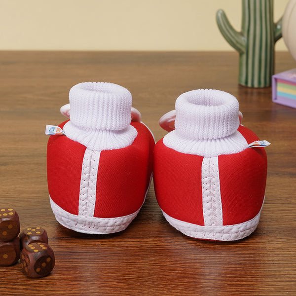 6 To 12 Months Baby Boys & Girls Cute Soft Cotton Pre-Walker Rabbit Face Booties (Red)-SK130