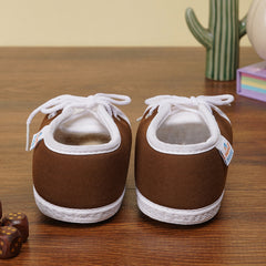 6 To 12 Months Baby Boys & Girls Cotton Pre-Walker Lace Plain Booties (Brown,White)-BT2301
