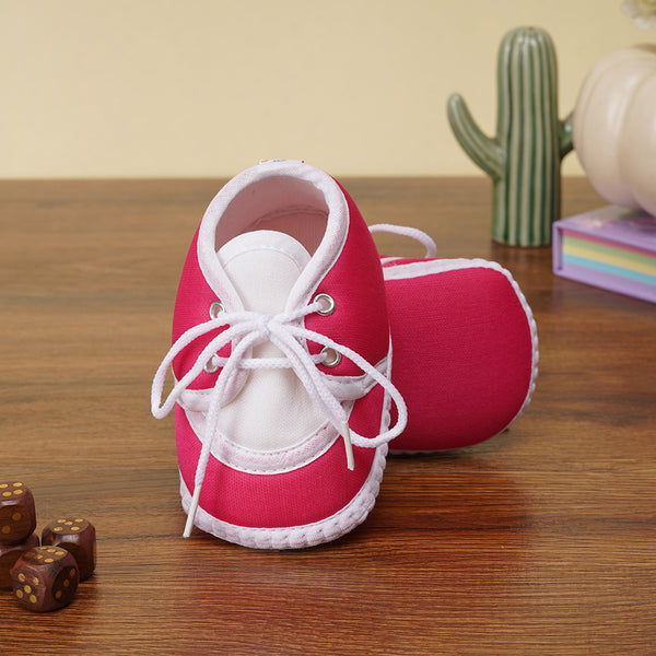 6 To 12 Months Baby Boys & Girls Cute Soft Cotton Pre-Walker Lace Booties (White, Pink)-SK134