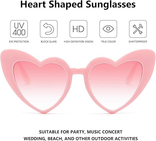 Girls Stylish Heart Shape Ploarized UV Protection Sunglasses For 3 to 6 Years (Pink)