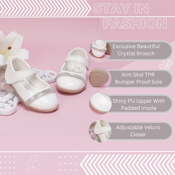 Neska Moda Synthetic Leather Ballerinas for Baby Girls (White)