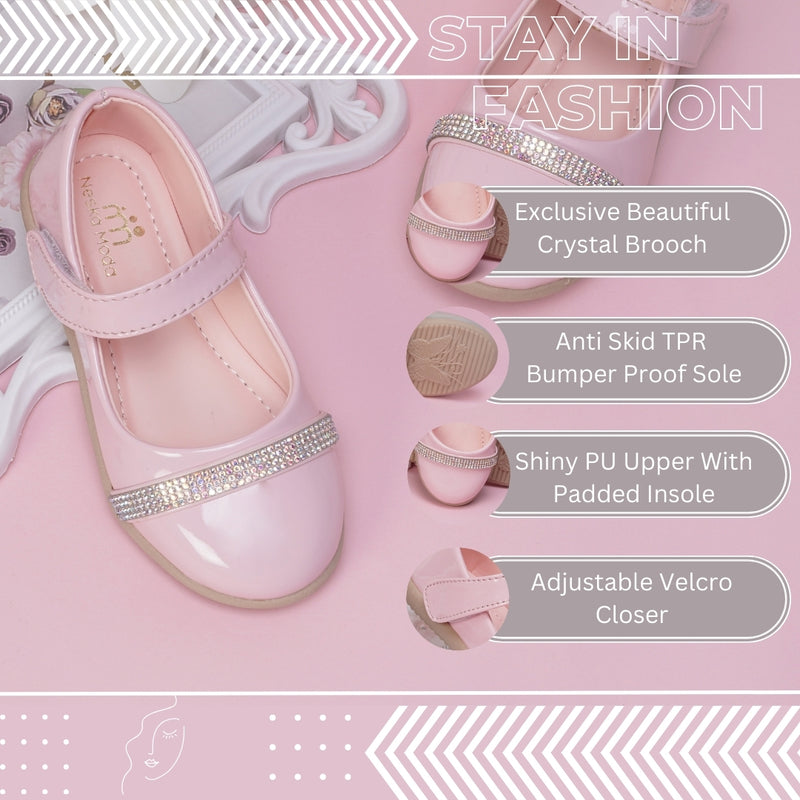 Neska Moda Synthetic Leather Ballerinas for Girls (Pink)