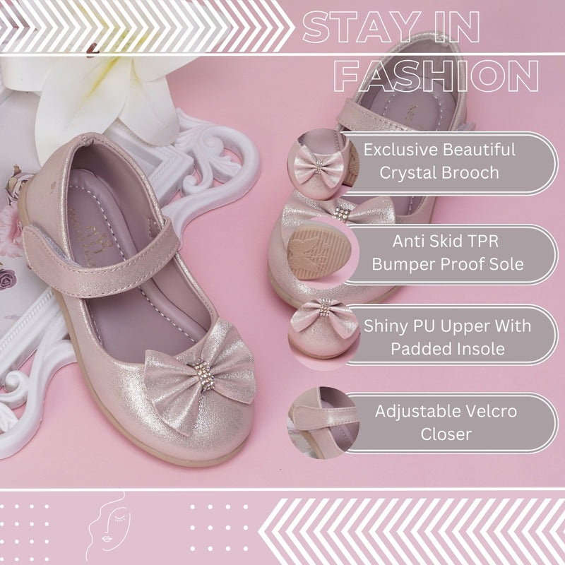 Neska Moda Synthetic Leather Ballerinas for Baby Girls (Pink)