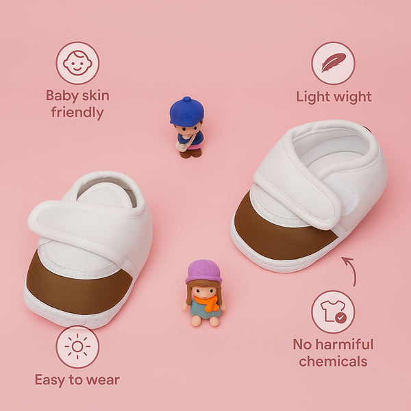 6 To 12 Months Baby Boys & Baby Girls Cute Soft Cotton Pre-Walker Sports Booties (Brown)-BT4706