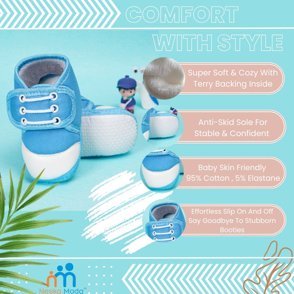 6 To 12 Months Baby Boys & Baby Girls Cotton Velcro Shoes/ Booties