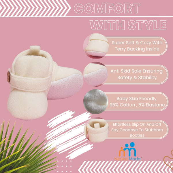 Baby Unisex Velvet White Velcro Shoe-BT3624