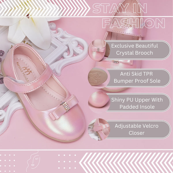 Neska Moda Synthetic Leather Ballerinas for Girls (Pink)