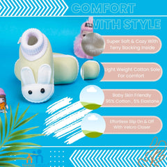 6 To 12 Months Baby Boys & Baby Girls Cute Soft Cotton Pre-Walker Rabbit Face Booties