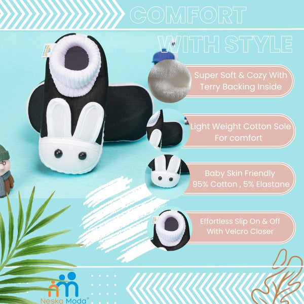 6 To 12 Months Baby Boys & Baby Girls Cute Soft Cotton Pre-Walker Rabbit Face Booties