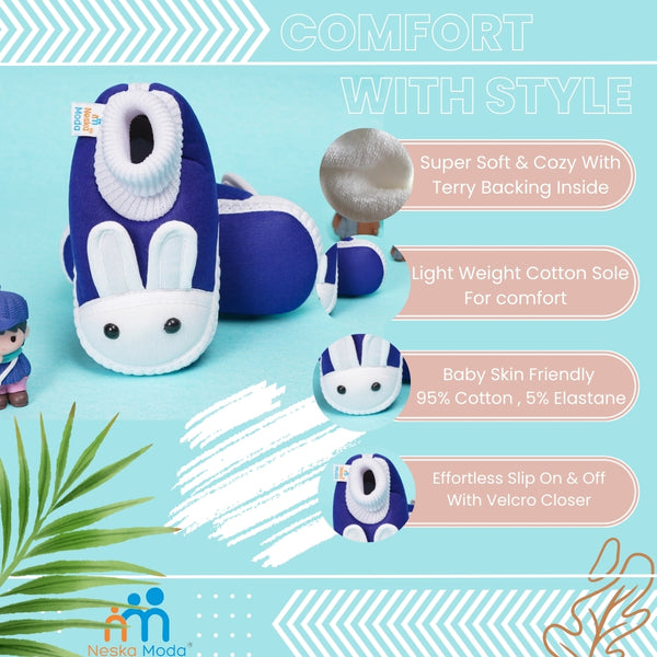 6 To 12 Months Baby Boys & Baby Girls Cute Soft Cotton Pre-Walker Rabbit Face Booties
